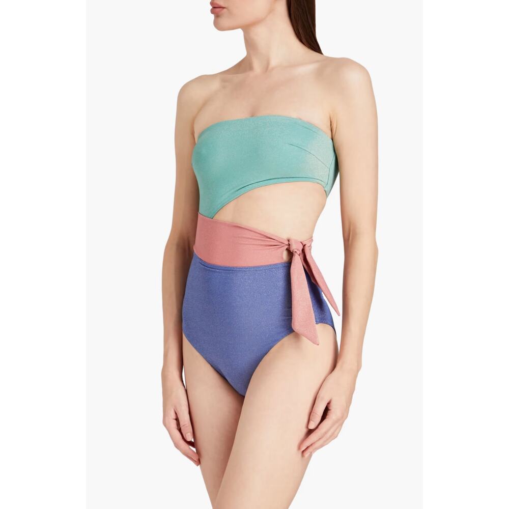 Zimmermann Lurex Cutout‎ Bandeau One-Piece Swimsuit Size 4 NWT